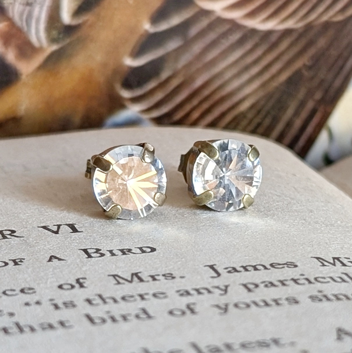 Clear Rivoli Vintage Rhinestone Post Earrings