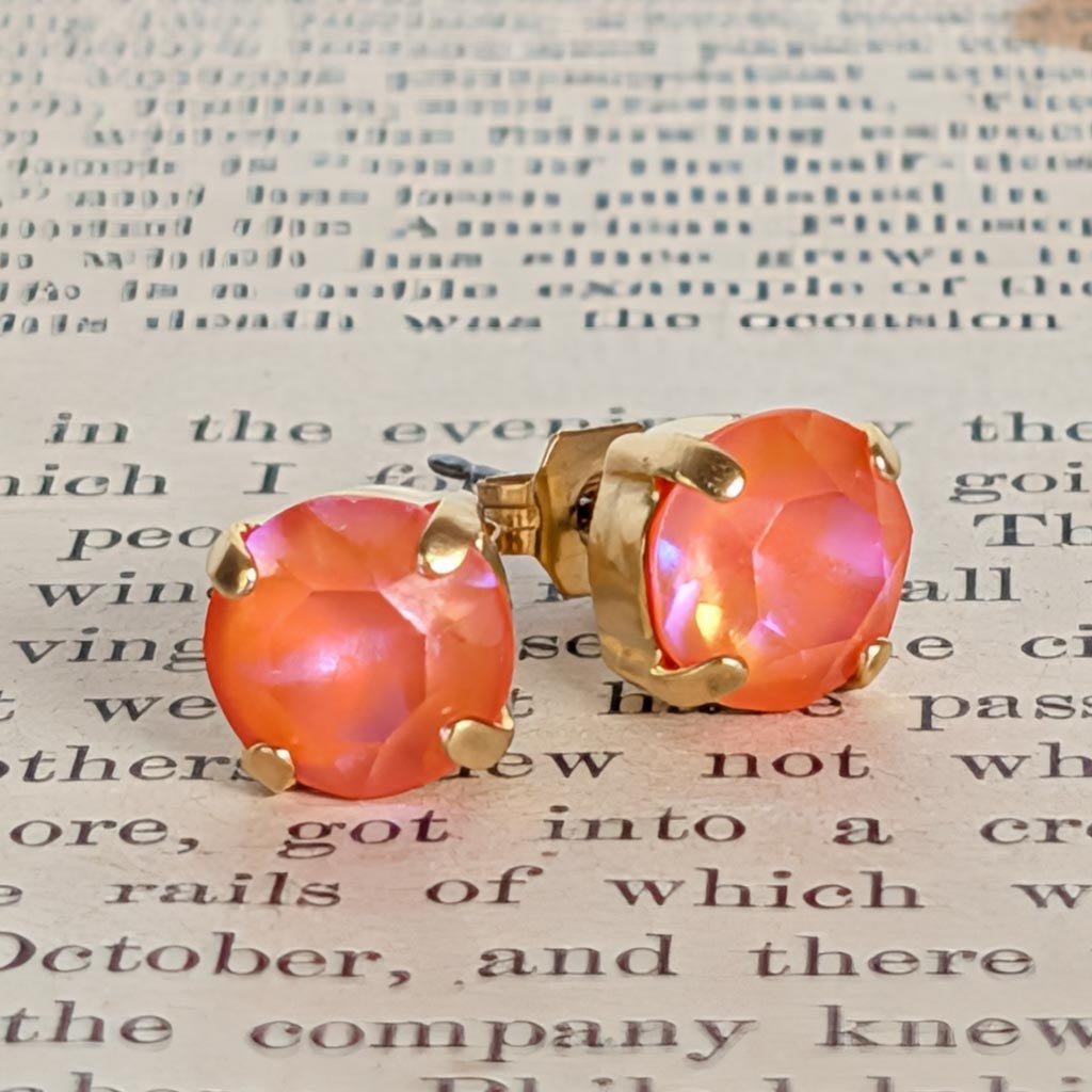 Orange Glow Delite Rhinestone Post Earrings
