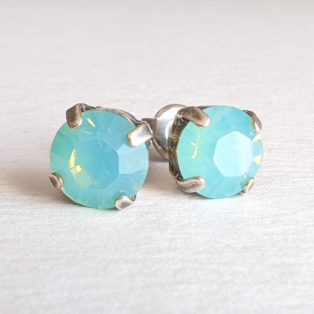 Pacific Opal Aqua Vintage Rhinestone Post Earrings