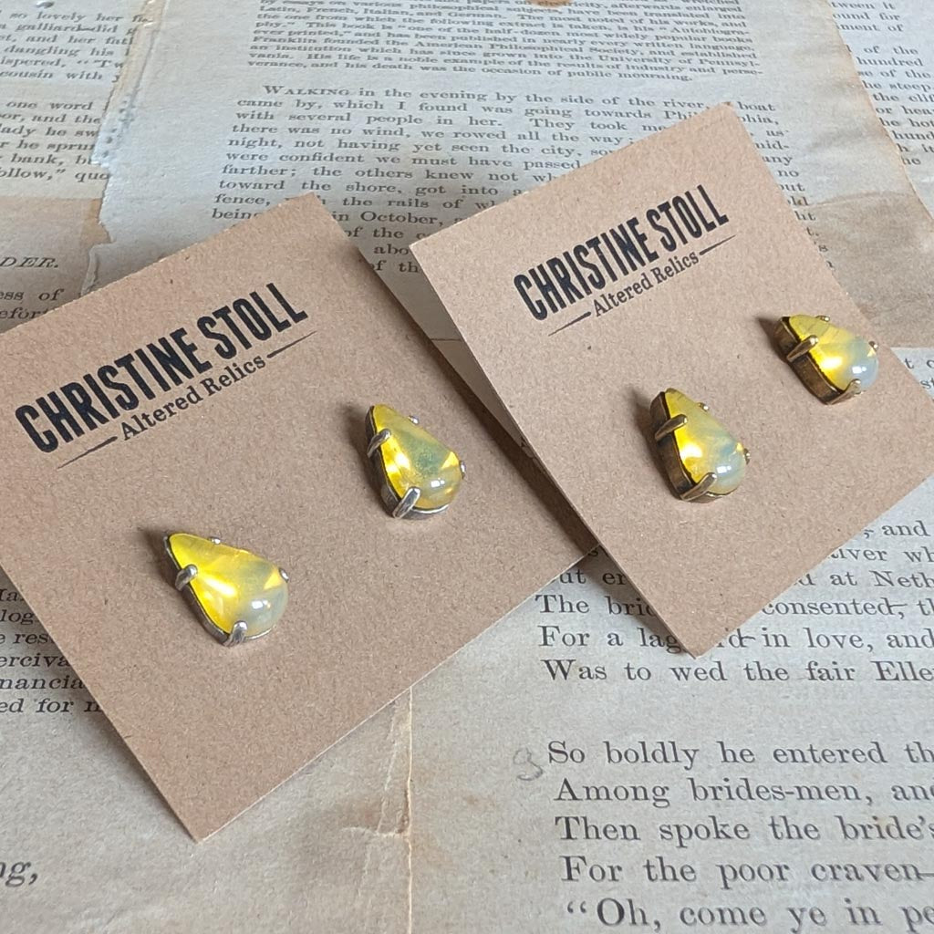 Yellow Sabrina Vintage Glass Post Earrings *SALE*