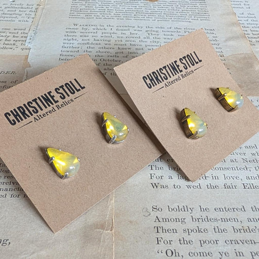 Yellow Sabrina Vintage Glass Post Earrings *SALE*