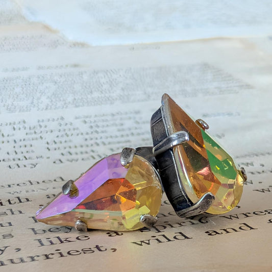 Light Topaz AB Vintage Rhinestone Post Earrings *SALE*
