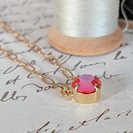 Coral Glacier Blue Rhinestone Necklace