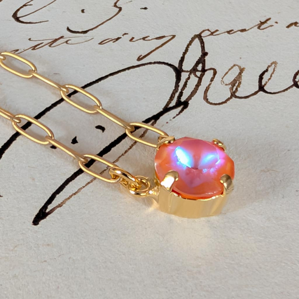 Orange Glow Delite Rhinestone Necklace