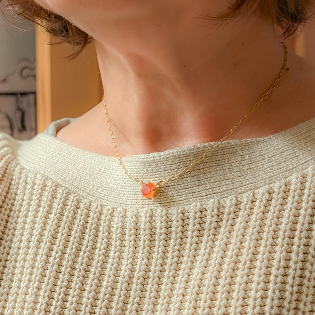 Orange Glow Delite Rhinestone Necklace