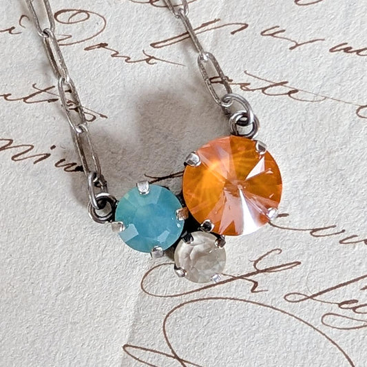 Tide Pool Rhinestone Cluster Necklace :: Crab