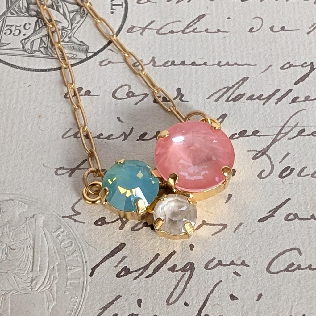 Tide Pool Rhinestone Cluster Gold Necklace :: Urchin