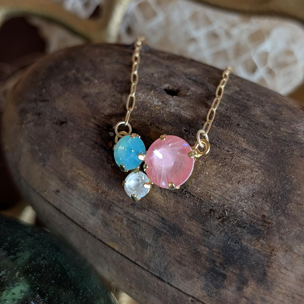 Tide Pool Rhinestone Cluster Gold Necklace :: Urchin