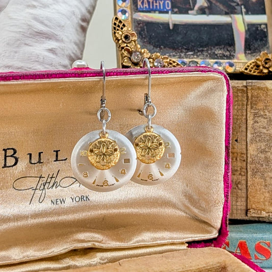 Vintage Watch Dial Earrings - Nautical Time