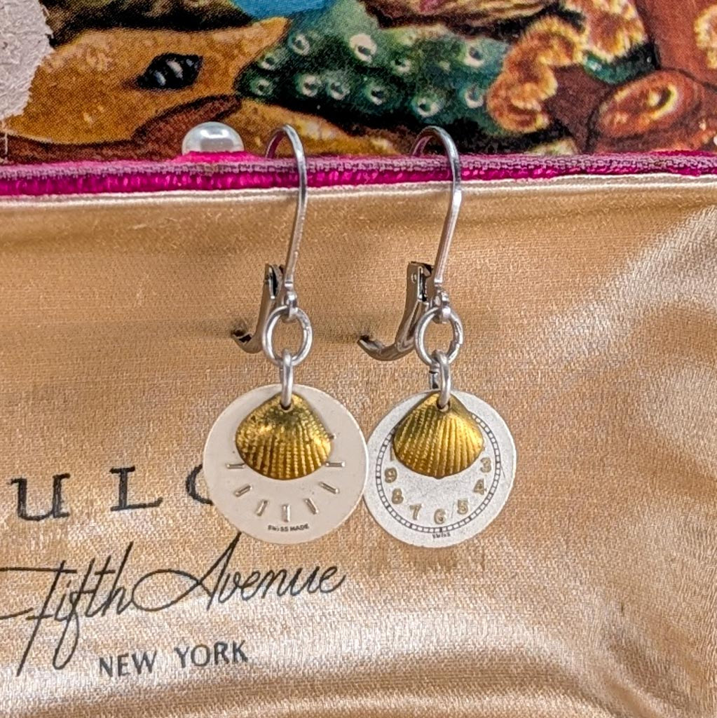 Vintage Watch Dial Earrings - Nautical Time