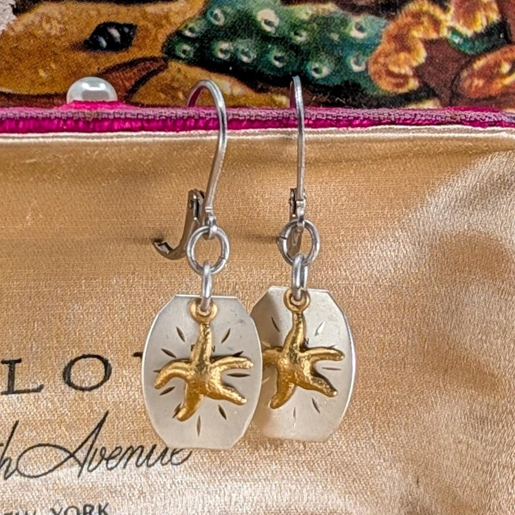 Vintage Watch Dial Earrings - Nautical Time