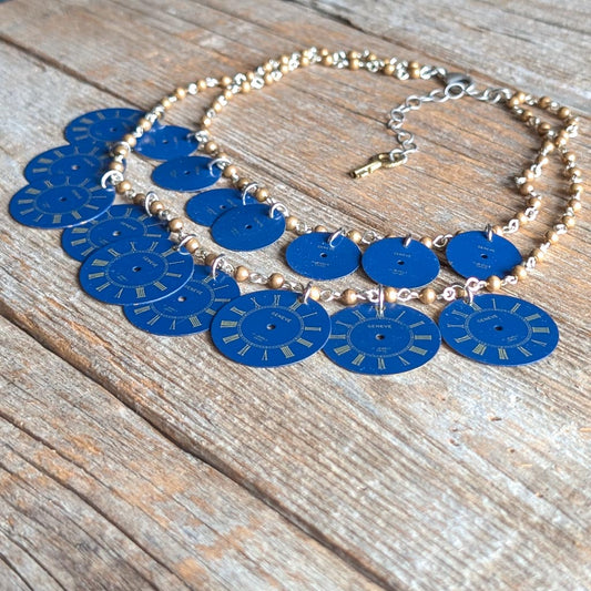 Vintage Watch Dial Necklace - The Blue Hour