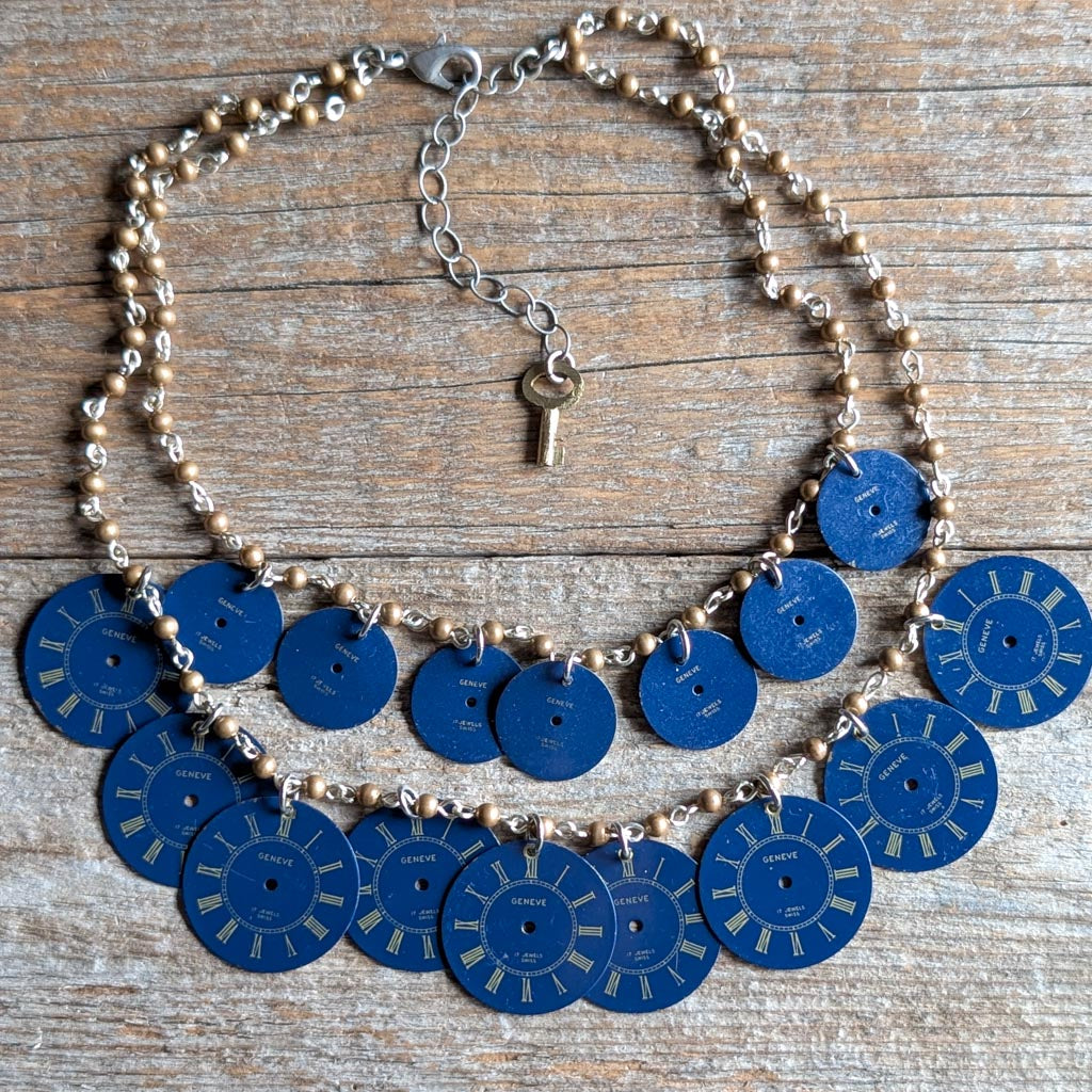 Vintage Watch Dial Necklace - The Blue Hour