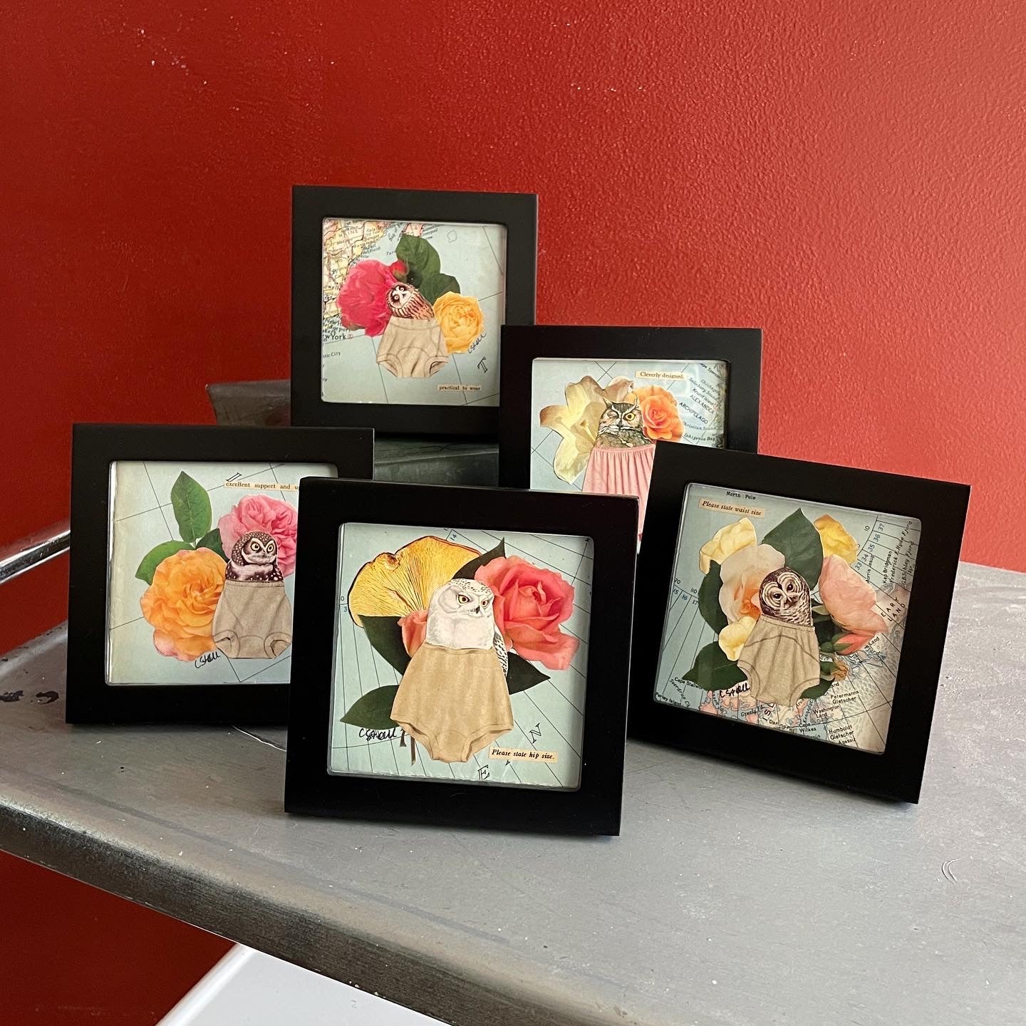 Original Collage - Owls in Underwear Series (Various Framed)
