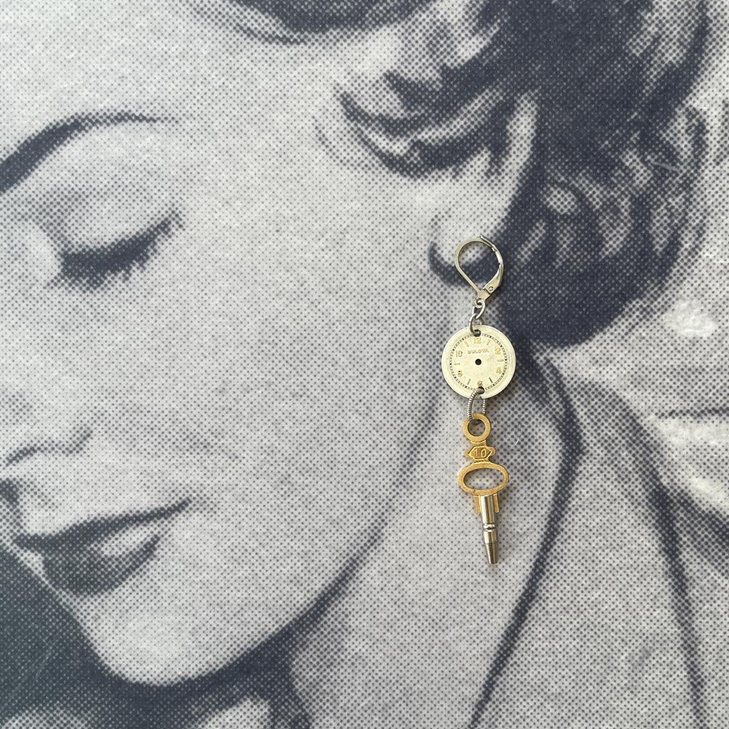 Vintage Watch Dial Earrings - Pocket Watch Keys